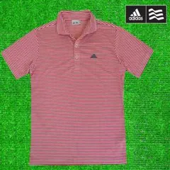 アディダス/ゴルフ イタリアンカラー ポロシャツ【レッド/ボーダー】美品