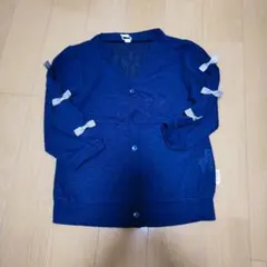 リボン付き ネイビー カーディガン 7分袖　130サイズ