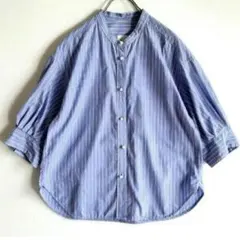 Spick & Span バンドカラーシャツ パールボタン 五分袖 ゆったりのサムネイル