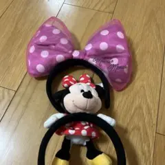 ミニーマウス カチューシャ ピンク水玉　2個セット