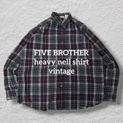 FIVE BROTHER ヘビーネルシャツ ヘビネル ブロックチェック M 茶黒