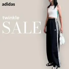 極美品★adidas アディダス★ブラックサテン ワイドパンツ