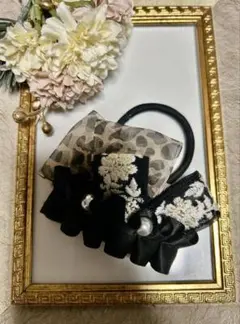 ハンドメイド　インド刺繍リボン　ヘアゴム