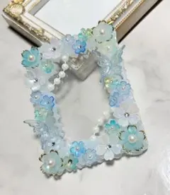 ホイップデコ　トレカケース　B8 水色　白　パール⭐︎さくら　推し活　硬質ケース