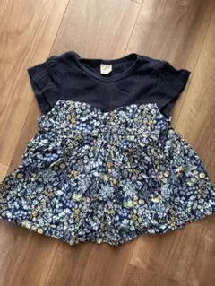 petit main フラワーチュニック 100cm ネイビー