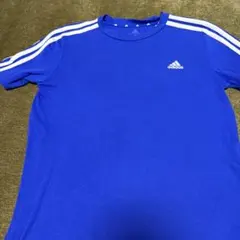 adidas 青 Tシャツ Lサイズ ストライプ