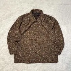 希少デザイン☆総柄シャツ ペイズリー柄 装飾ボタン 裏地切り替え レトロ 日本製