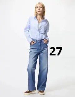 ユニクロ　ワイドストレートジーンズ 64BLUE 27サイズ