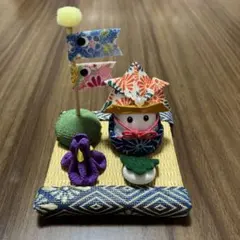ちりめん細工　うさぎ端午の節句飾り♡青