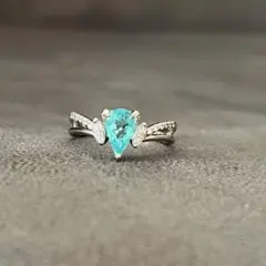 Pt900 パライバトルマリン0.94ct D0.22ct リング　12号