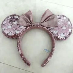 ディズニー　ピンク　ハート　スパンコール　カチューシャ