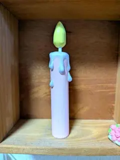 ハンドメイド ♥キャンドル風 ♥木製オブジェ ♥ピンク