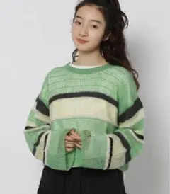 niko and... 透かしMIXボーダーニットプルオーバー