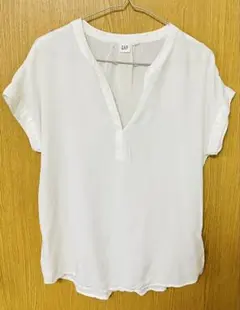 GAP ギャップ スキッパーネック 半袖 ブラウス ホワイト XS