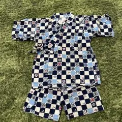 和風チェック柄甚平 110