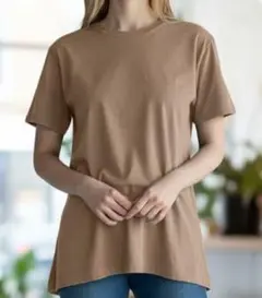 美品 グローブ grove Tシャツ M 茶色 ゆったり 半袖 無地 シンプル