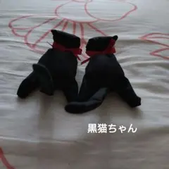 ハンドメイド　ぬいぐるみ　ねこ洗濯バサミクリップ　猫カーテンクリップ　２匹　黒猫