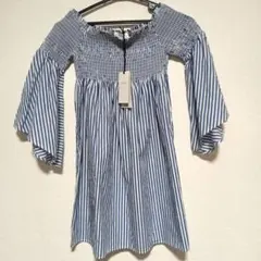 【未使用タグ付】ザラウーマン ミニワンピース チュニック ストライプ ブラウス