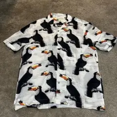 【H&M / L.O.G.G.】オオハシ柄 総柄 開襟シャツ アロハ 半袖 Lのサムネイル