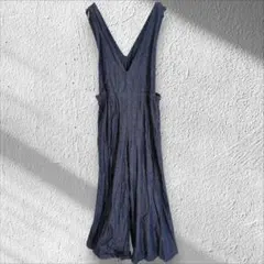 Lax Dan Tia【M】デニム調 サロペット オールインワン Vネック