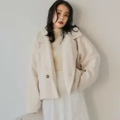 ショート丈 コート テディボア テディベア ボア素材 テーラード アウター