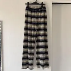 ジーナシス　リブ編みワイドパンツ