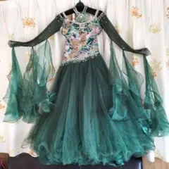 社交ダンス用ダークグリーンドレス　Ｍサイズ