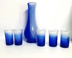 琉球ガラス　泡入り花瓶・泡入りグラス✖️5