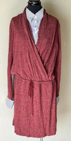 重ね着風 ワンピース 2WAY つけ襟 つけカフス MLサイズ