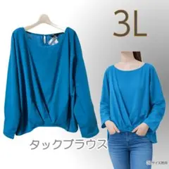 きれいめ/ブラウス/3L/無地/前タック/デザイン/体型カバー/上品●w0180