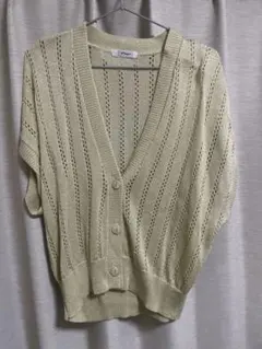 Womansan レース編み 半袖カーディガン