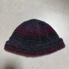 ハンドメイド 手編み ニットハット クロシェハット グラデーション 보라색