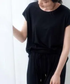 匿名配送 送料込み ロペピクニック ブラック フレンチスリーブトップス 38