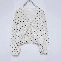 シャンピン ドット柄 Vネック ブラウス 長袖 アイボリー フリー 大人可愛いのサムネイル