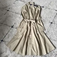 【タグ付き✨】ポロラルフローレン　シャツワンピース　リボン　刺繍　ロング　2