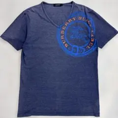 バーバリーブラックレーベル　ホースロゴプリントTシャツ　ネイビー　Mサイズ日本製