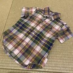 ラルフローレン グリーン系チェックシャツ　　3/3T 100
