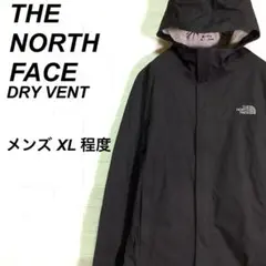 (春コーデ)ノースフェイス 薄手 マウンテンパーカー 刺繍ロゴ 黒XL