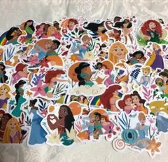 ディズニー　プリンセス　ダイカット　防水ステッカー 50枚