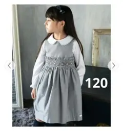 タルティーヌ エ ショコラ 千鳥 チェック 刺繍 花柄 フレアワンピース 120