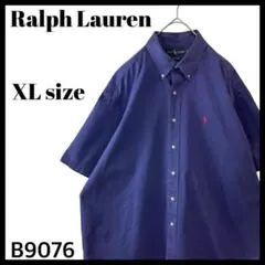 【90s BLAKE】ラルフローレン 半袖シャツ BDシャツ ネイビー XL