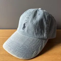 polo帽子 デニム刺繍ロゴベースボールキャップ