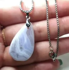 K0383 ブルーレースアゲート ペンダント ネックレス パワーストーン 天然石