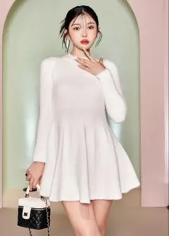 Darich（ダーリッチ）ラメシャギーニットミニワンピース （アイボリー）