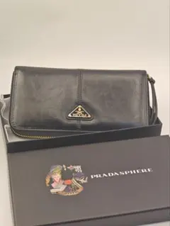 PRADA 長財布 ブラック レザー ジッパー