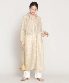 NANO universe ぼかしプリントギャザーワンピース