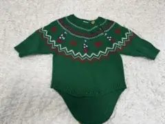ベビー ニットロンパース 70cm 冬物 グリーン