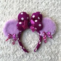 ディズニー ミニー イヤリング付きカチューシャ　紫 水玉