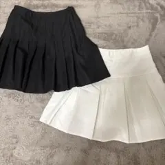 ★美品★プリーツスカート ブラック ホワイト 2枚セット
