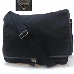 【美品】プラダ メッセンジャーバッグ レザー×ナイロン A4可 バックル留 黒のサムネイル